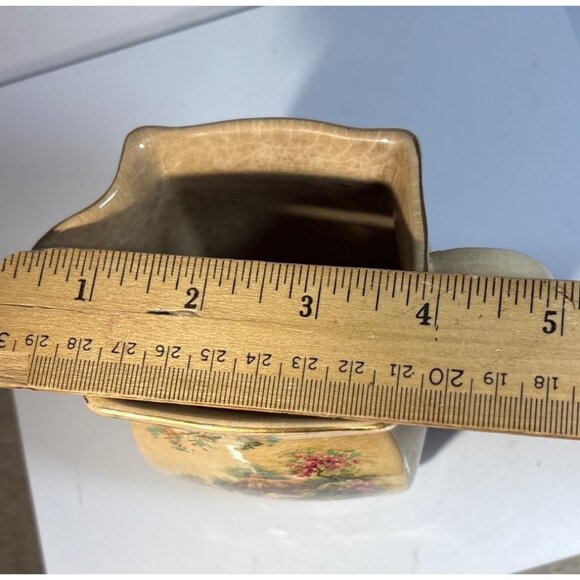 Falcon Ware Pitcher Creamer Vintage English Cottage Scene & Floral Crackle - Picture 9 of 9